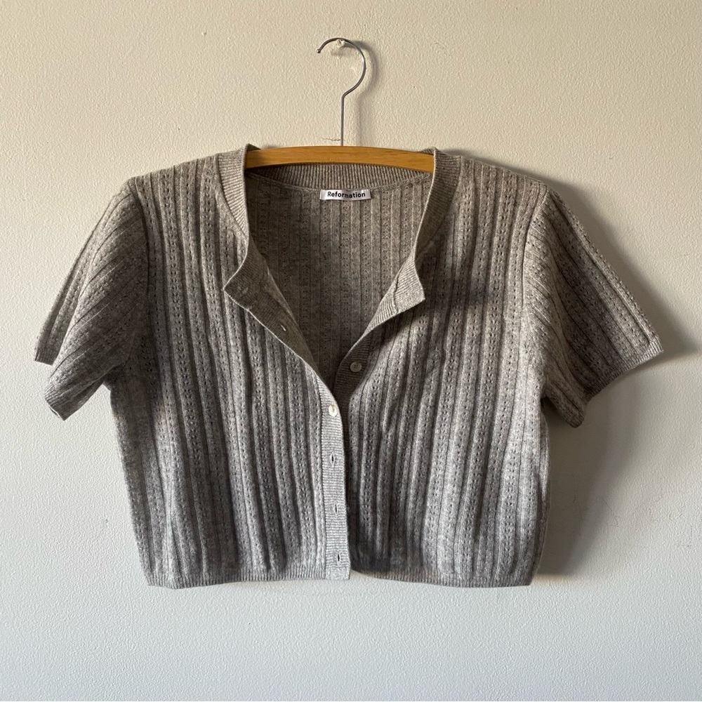 Reformation Cropped Grey Germaine Cardigan